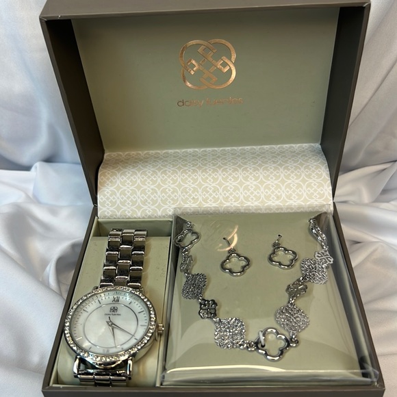Daisy Fuentes Rhinestone Watch Necklace and Earring Set